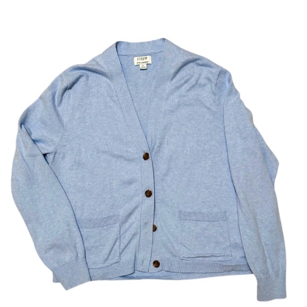 J. Crew Women’s Light Blue Cotton & Cashmere Cardigan Sweater